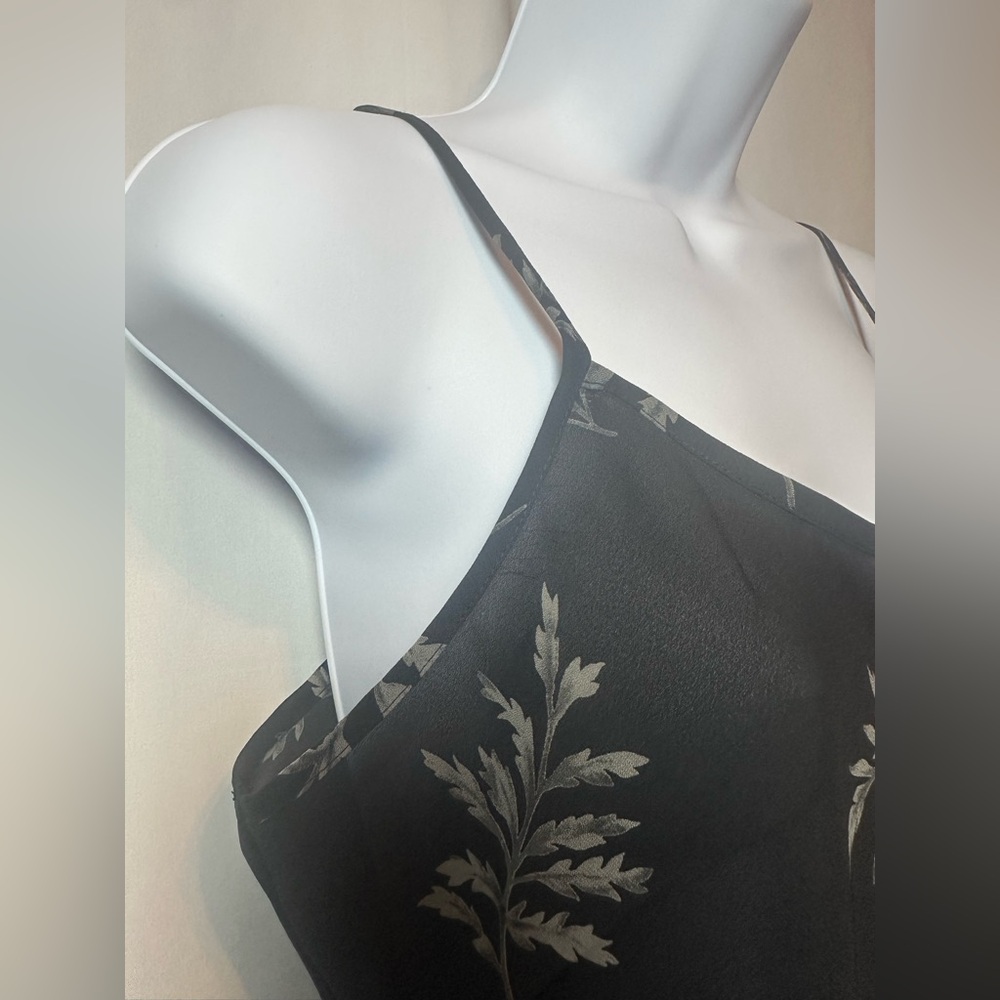 Vintage Victorias Secret Silk Maxi Slip Dress Y2K Leaf Print Sheer Long - Picture 8 of 13